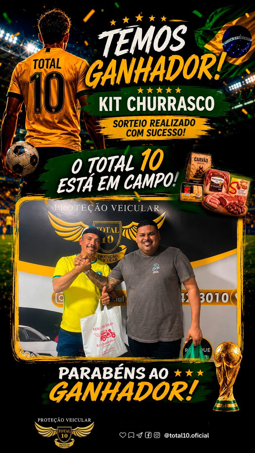 Último ganhador do sorteio Kit Churrasco da Total10